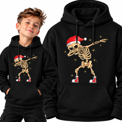BLUZA Z KAPTUREM  ŚWIĄTECZNA skull dabbing christmas